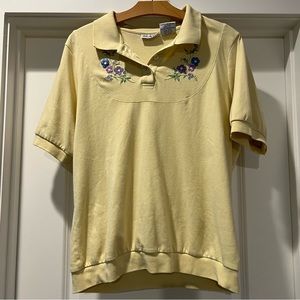 Blair Vintage Floral Embroidered Collar Shirt Size Large
